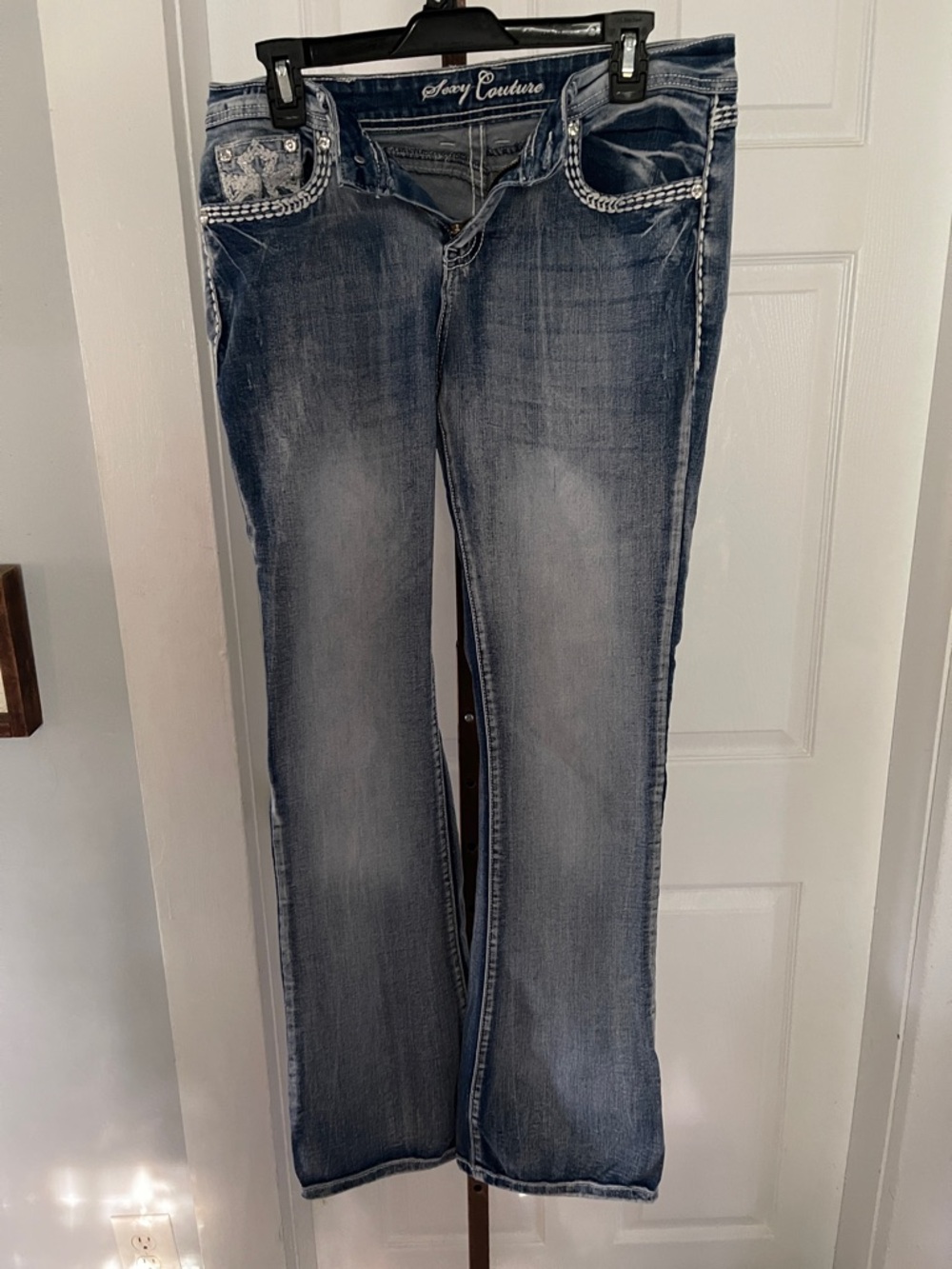 Juicy Couture Medium Blue Flared Jeans with Embroidered Trim